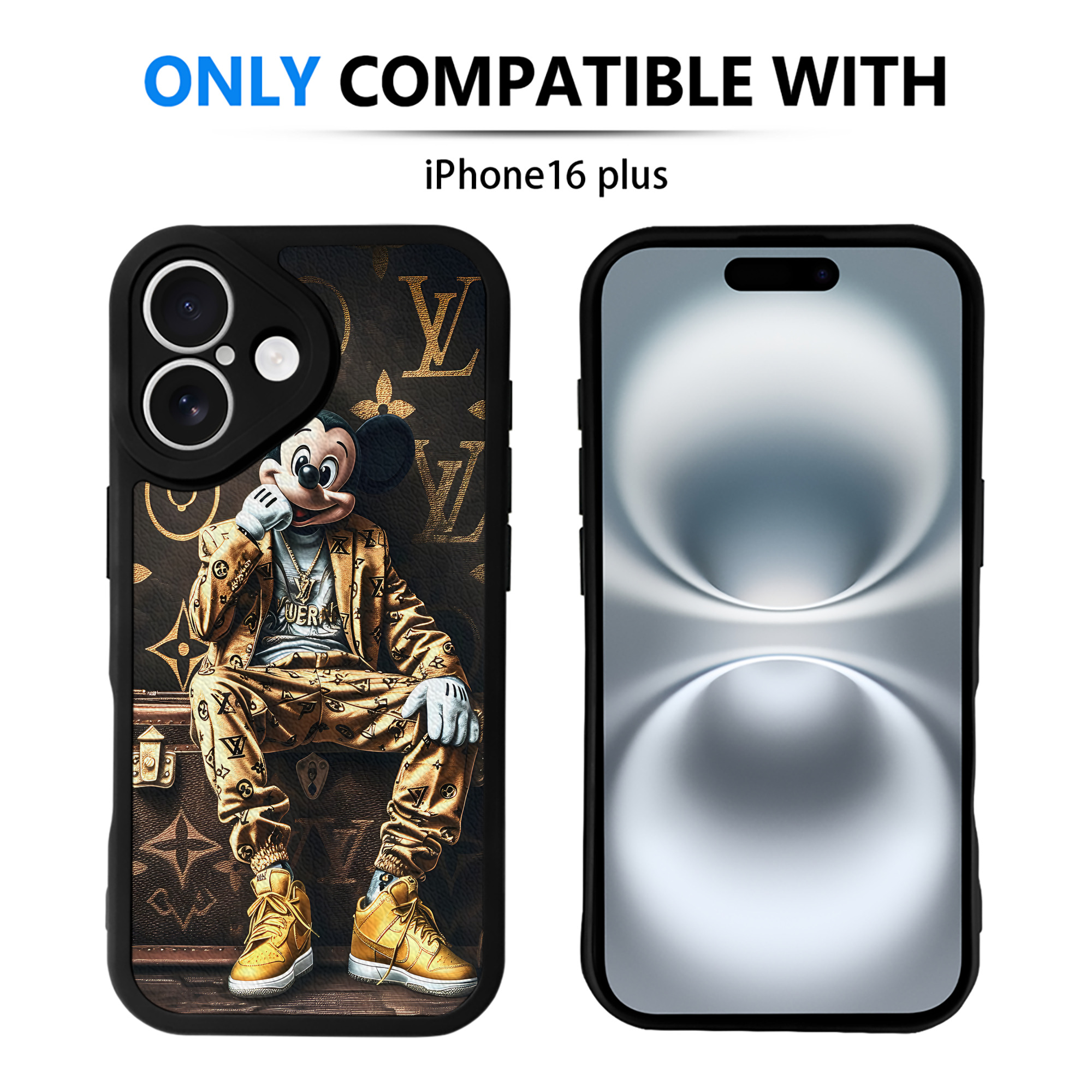 （画像用） ミッキーマウス Mickey Mouse 【iPhone 16シリーズ対応】シリコンスマホケース（レザー調） 材質：シリコン